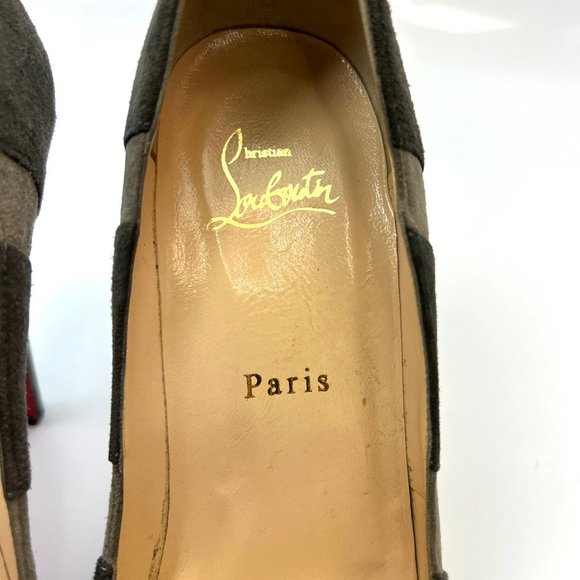 🌷❤️🔥SPRING SALE 🔥 FINAL PRICE🌷💥Christian Louboutin Gray Khaki Heels 37.5 - Picture 2 of 5